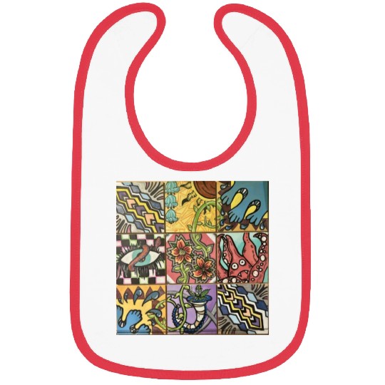 Hand painted wooden squares art by KateToxin Bibs