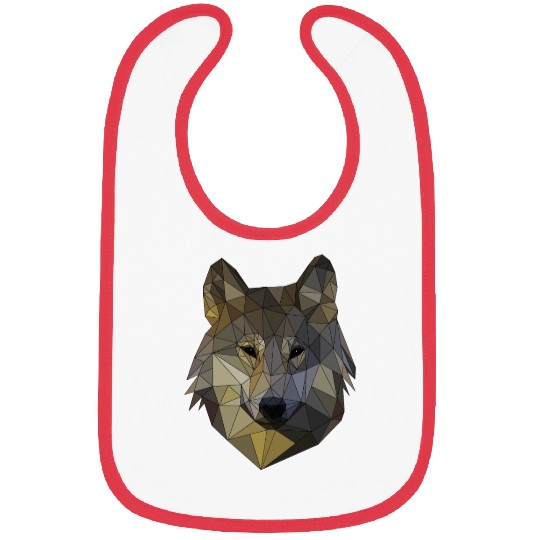 Polygon wolf triangular mosaic shapes polyart Bibs