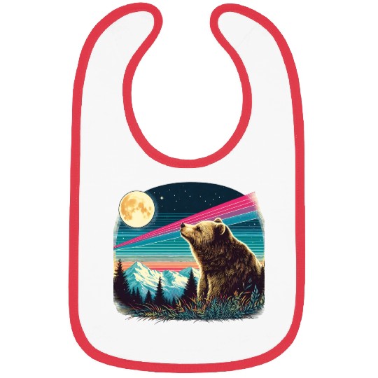 Bear under the moonlight natural idyll Bibs