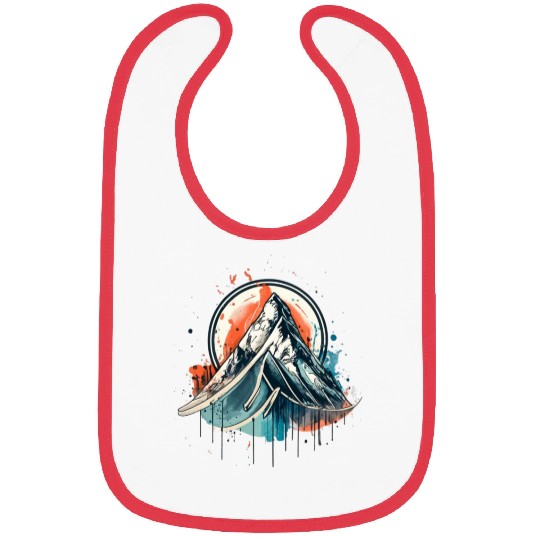 A circular ink painting with mountains Bibs