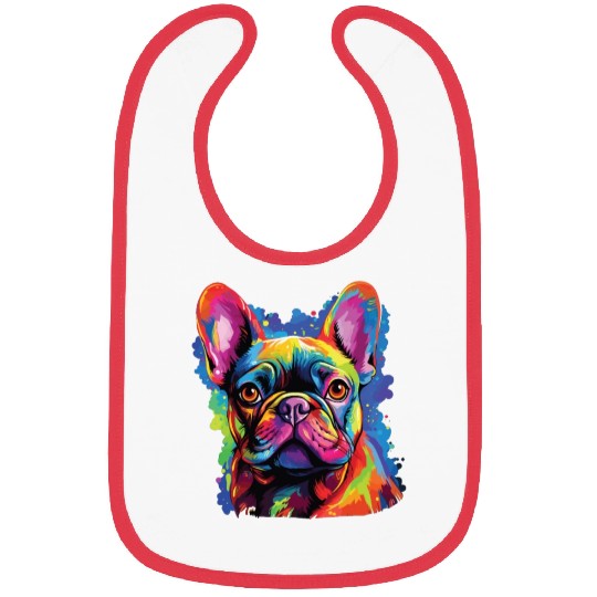 Watercolor Colorful French Bulldog Bibs