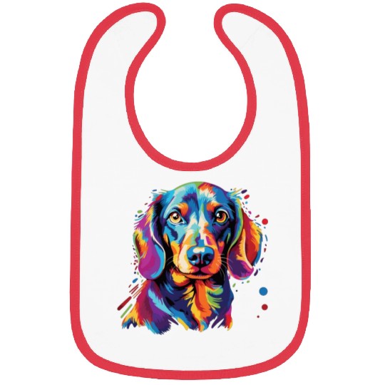 Watercolor Colorful Dachshund Bibs