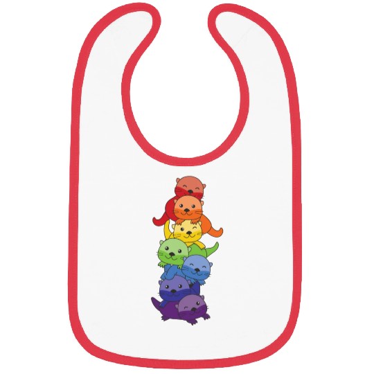 Rainbow Flag Pride Lgbtq Cute Otter Stack Bibs