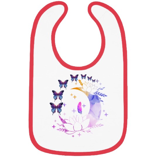 Celestial Serenity Moon, Lotus, Feather, butterfly Bibs
