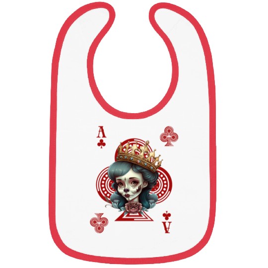 Ace of Clubs Bone Skull Queen Creepy Gothic Bibs