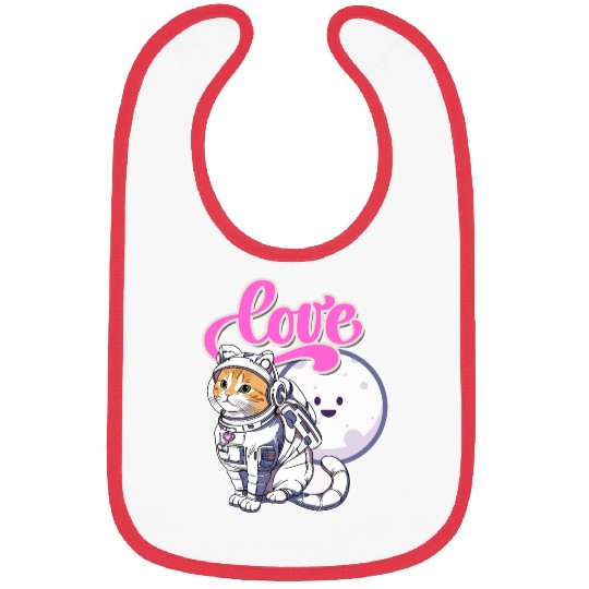 Astronaut Cat Love The Moon Bibs