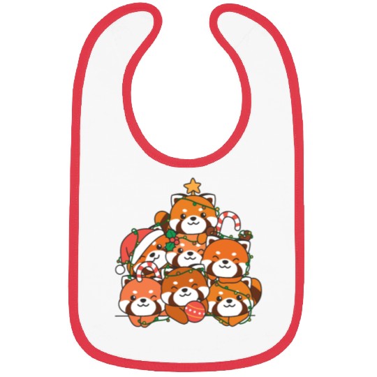 Red Panda Christmas Tree Funny Animal Bibs
