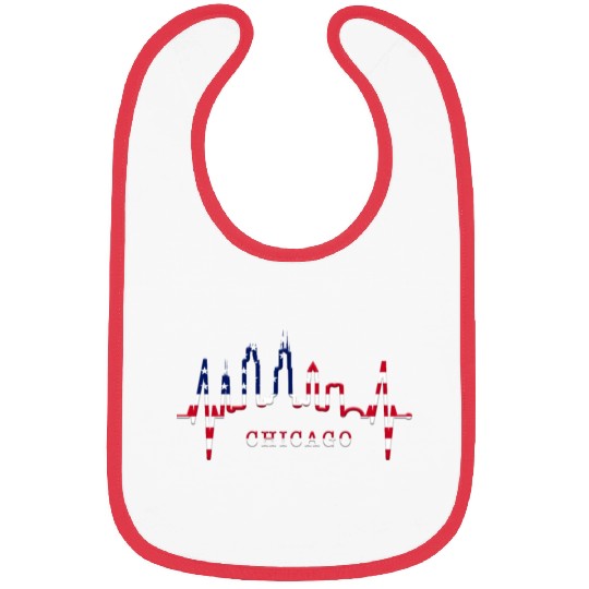 Chicago Skyline Heartbeat USA Heart I Love Chicago Bibs