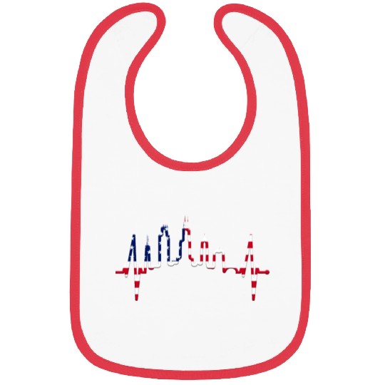 Chicago Skyline Heartbeat USA Heart I Love Chicago Bibs