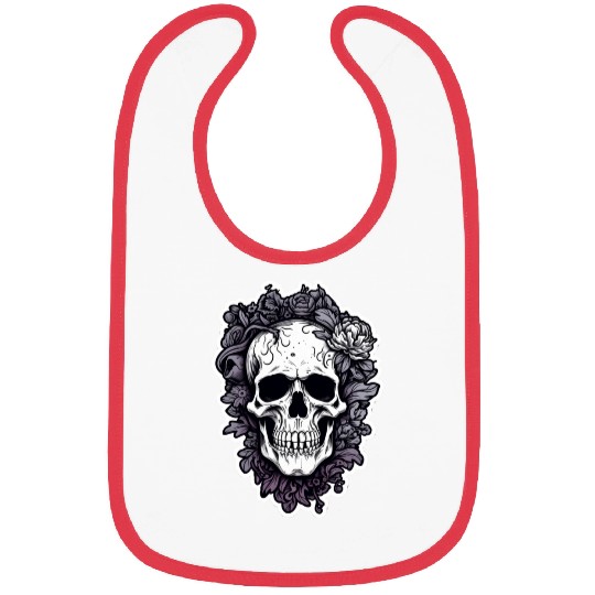 Scary Skull With Flowers Bibs