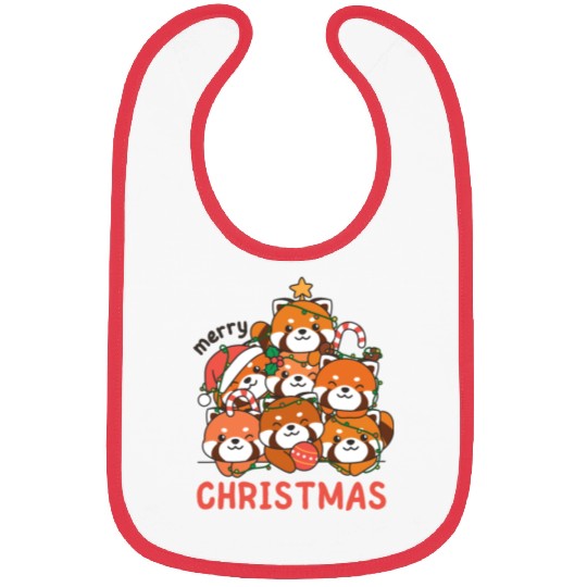 Red Panda Christmas Tree Merry Christmas Bibs