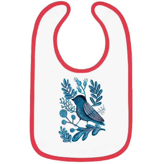 Folk Blue Bird Bibs