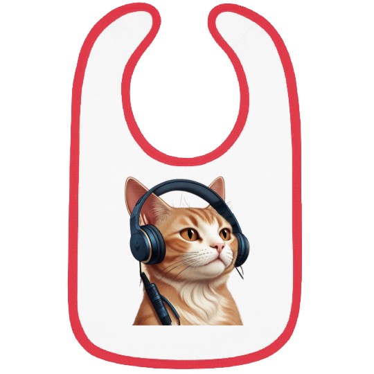 Music Lover Cat V II on Unisex Poly Cotton Bibs