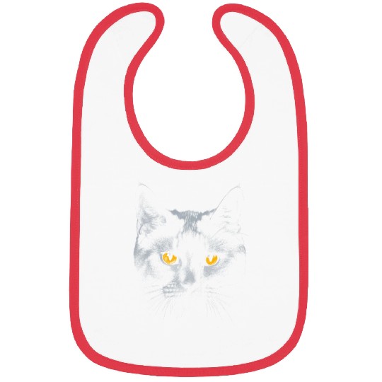 Black Cat Face Yellow Eyes Cat Halloween Costume B Bibs