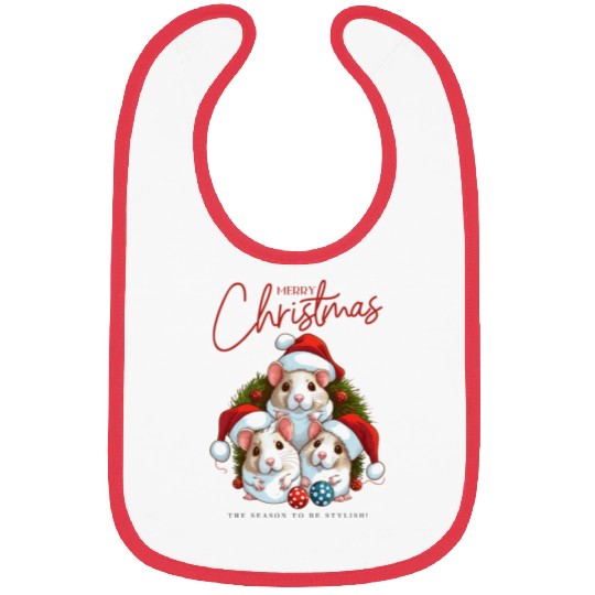 Festive Hamster Christmas Illustration Bibs