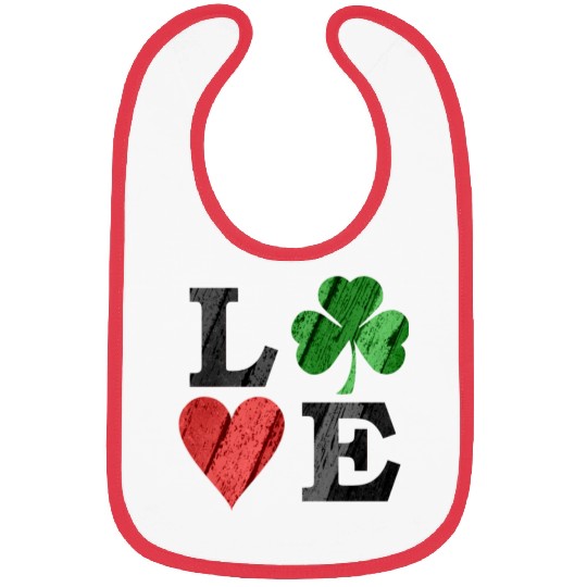 St Patrick s Day Love With Heart And Shamrock Bibs