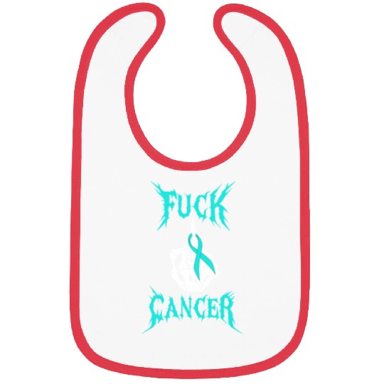 Fuck Cancer Warrior Teal Ribbon Ovarian Cancer Bibs