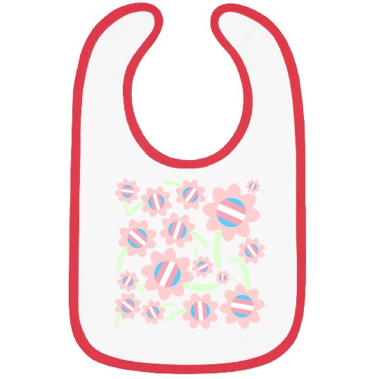Transgender Pride Flag Flower Pattern Bibs
