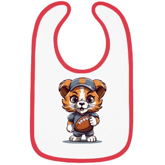 Cute Lion American Football Animal Mascot Bibs