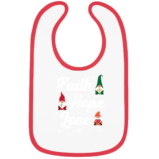Faith Hope Love Religious Family Christmas Gnome Bibs