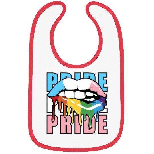 Transgender LGBTQ Flag Dripping Lips Rainbow Pride Bibs