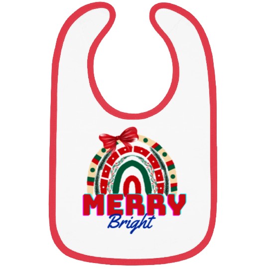 Merry and bright, rainbow art Bibs