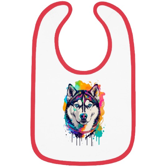 husky dog ink drawing Bibs