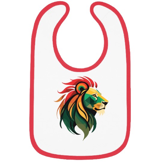 Vintage Lion Silhouette in Red, Gold, and Green Bibs