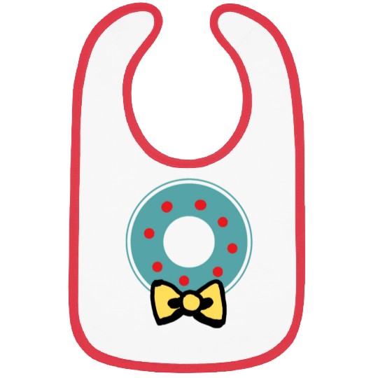 Green and Red Holiday Christmas Wreath Bibs