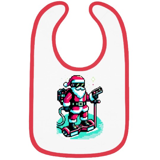 Witty 8-Bit Cyberpunk Santa Bibs