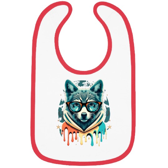 Hipster Wolf Drip Bibs