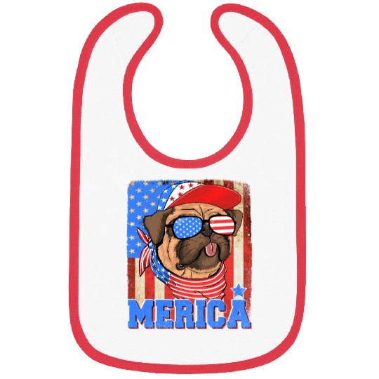 Funny Merica Retro Flag Us American Bulldog Bibs
