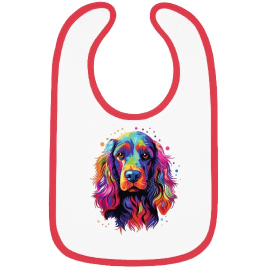 Watercolor Colorful English Cocker Spaniel Bibs