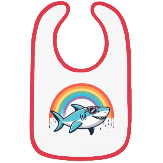 Shark on the Rainbow Bibs