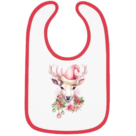 Christmas Pink Deer Bibs