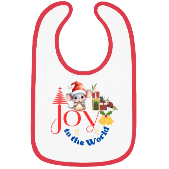 Joy to the World Christmas combination art white Bibs