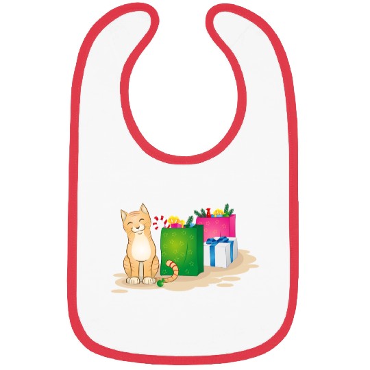 cute cat with christmas gifts Bibs