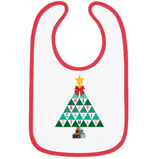 Math Merry Christmas tree white bg using triangles Bibs