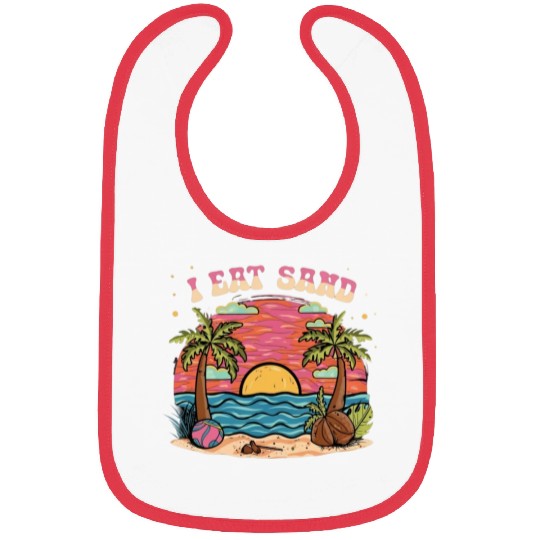 80s Groovy I Eat Sand and Beach Bibs