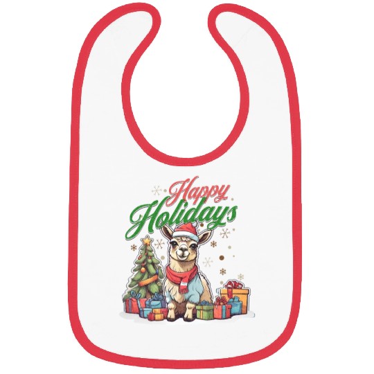 Happy Holidays cute llama Bibs