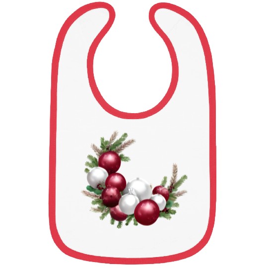 Cranberry and White Christmas Greenery Decor Bibs