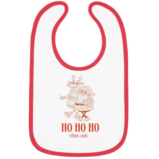 HO HO HO, Hip Vintage Santa and Reindeer Bibs