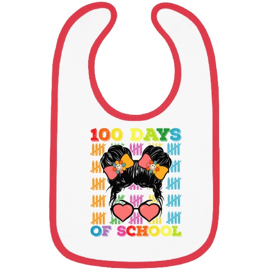 100 Days Of School Messy Bun Teacher Bibs