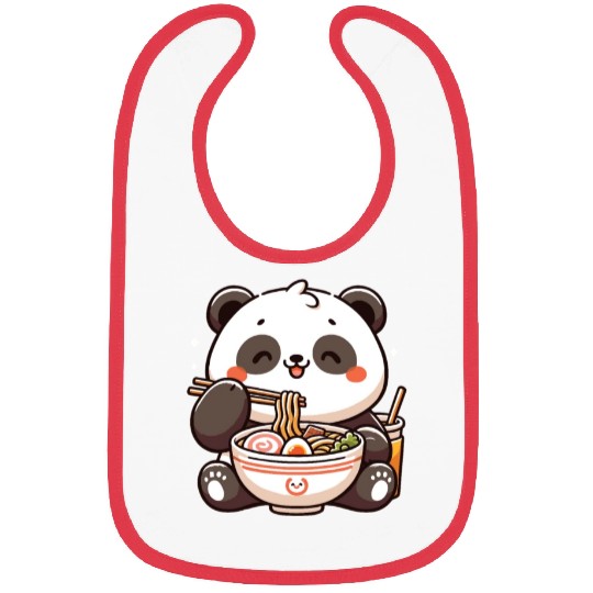 Cute Panda Eats Ramen Noodles Pandas Ramen Bibs