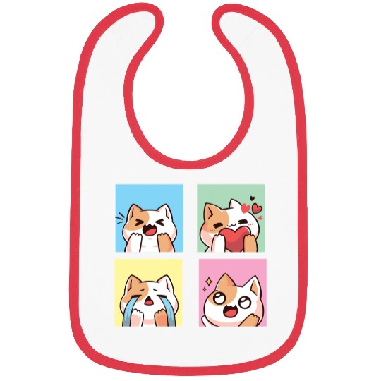 four cute cat reaction Bibs