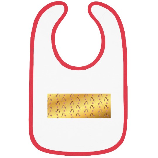 Christmas candy canes on a golden imitation backgr Bibs