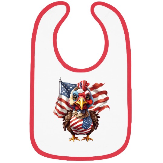 Thanksgiving Pride: Turkey Adorned with Flag Bibs