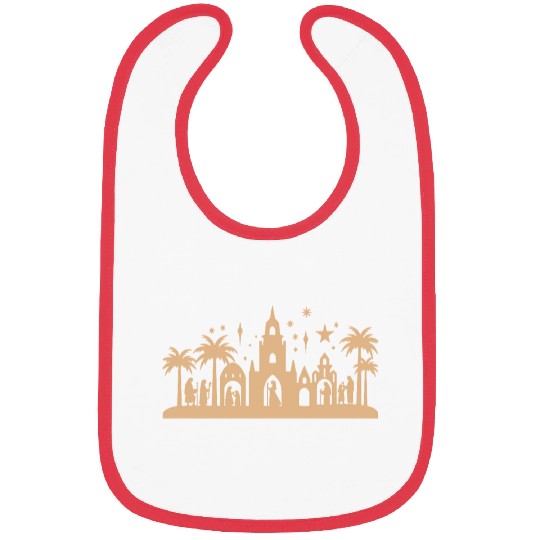 Nativity Scene with Mary Joseph Baby Jesus Bibs
