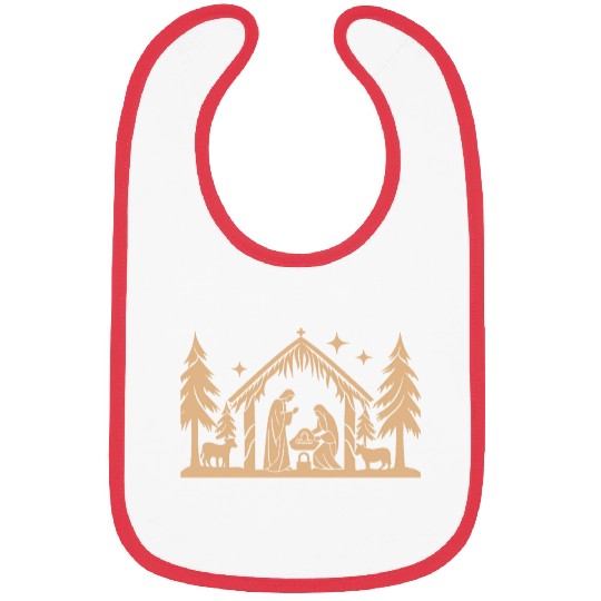 Nativity Scene with Mary Joseph Baby Jesus Bibs