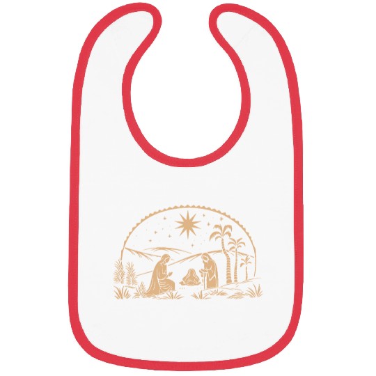 Nativity Scene with Mary Joseph Baby Jesus Bibs